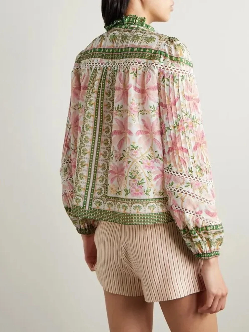 NWT Farm Rio Palm Dream Off-White Pink & Green Blouse | XL - Picture 3 of 7